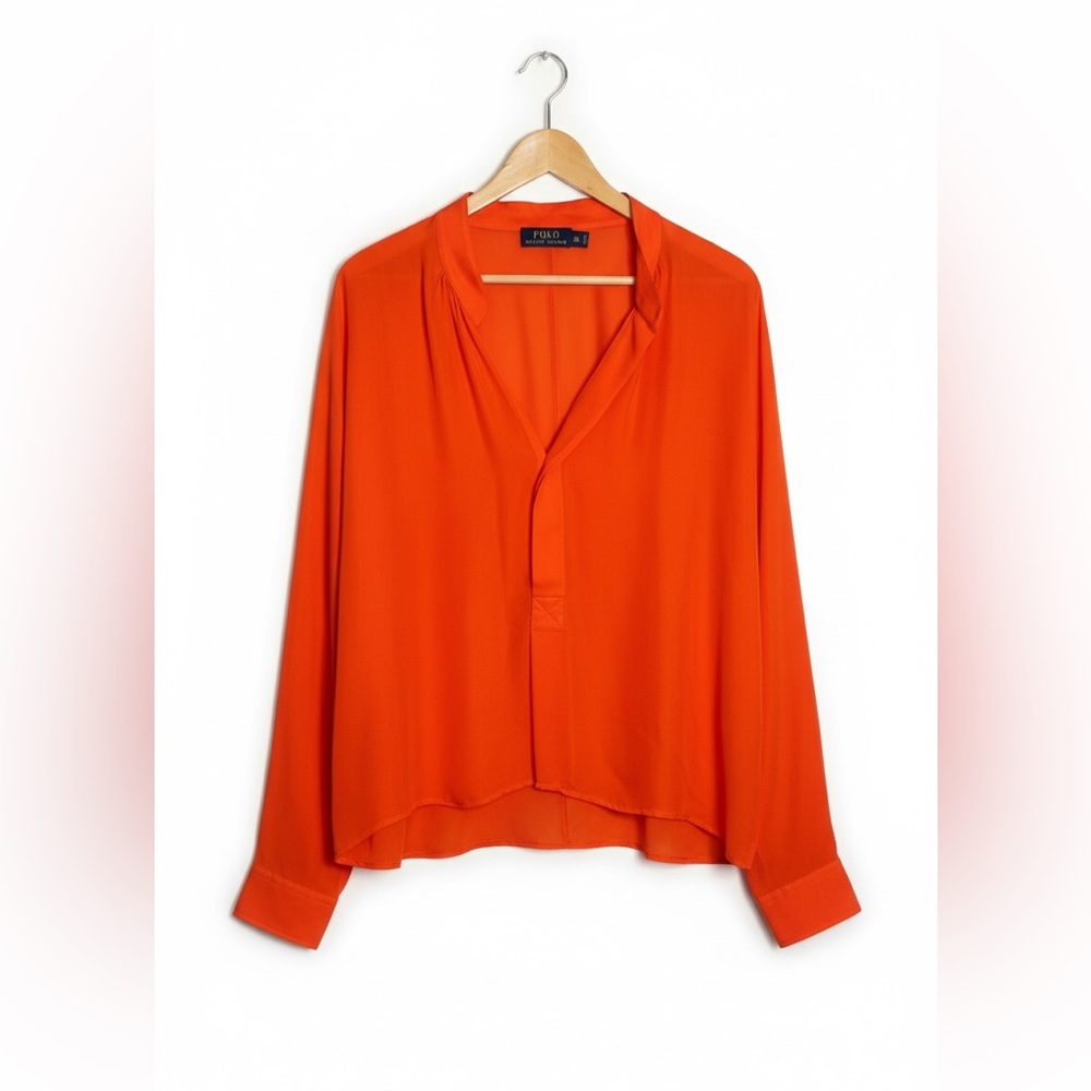 Polo Ralph Lauren Silk Sunset Blouse Orange XL